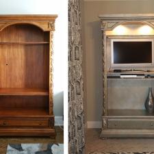 Before and After faux antique silver leafed bookcase